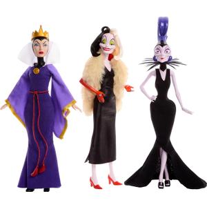 Mattel Disney Princess Toys, Villains Multipack with Evil Queen, Cruella de Vil & Yzma Fashion Dolls, Disney 100 Years of Wonder Collectible
