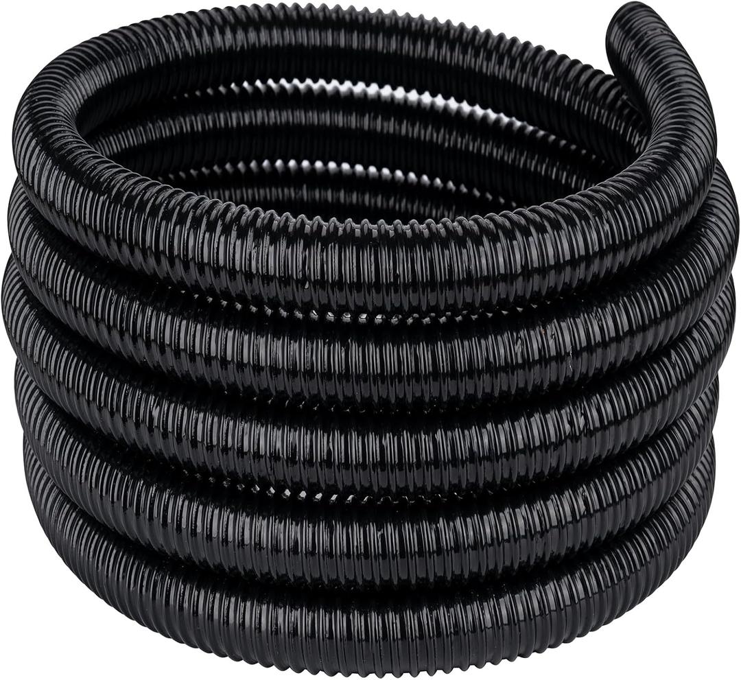 Pond Tubing,1-1/4inch PVC Flexible Pond Hose, Black Corrugated Waterfall Sump Pump Hose,Drainage Pipe, Kinkproof & Strong for Garden Ponds, 1-1/4"x20ft