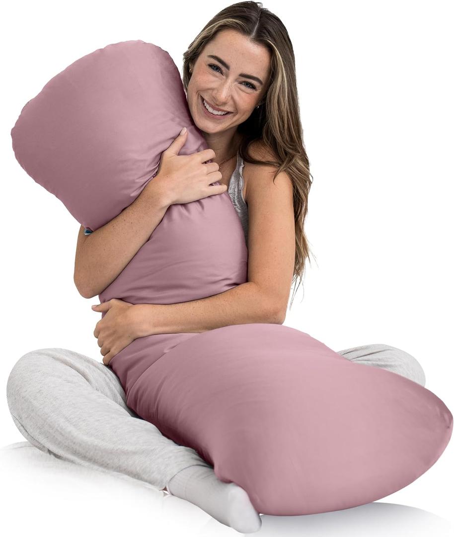 Weighted Body Pillow 8lbs - Weighted Pillow for Deeper Sleep (48" x 14") - Cooling Body Pillows for Adults, Side Sleeper Body Pillows with Cover (X-Large/Blossom)