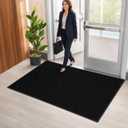 Front Door Mat Outside Entrance, 4' x 8' Oversized Heavy Duty Rubber Doormat, Large Low Profile Non Slip Door Mat, Trap Dirt and Moisture, Easy Clean Indoor Outdoor Entryway Mat, Black