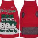 IECOii XL Christmas Dog Sweater for Large Dogs Girl Boy, Xmas Dog Turtleneck with Leash Hole, Sleeveless Easy On Knitted Sweater Holiday Snowman Snowflake Pattern for Christmas Family Photo, Red,XL