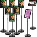LEIFIDE 8 Pack Adjustable Heavy Duty Pedestal Sign Holder Floor Stand 8.3 x 11.7'' Adjustable Sign Holder Poster Stand with Aluminum Snap Open Frame, Screen Size A4(Black,8.3 x 11.7'')