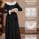 BesserBay Girls 5Pcs Colonial Black Costume Long Sleeve Ruffled Collars Button Dress 8Y