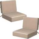 5" Thicker Outdoor Chair Cushions 2 Sets 24" *24" Waterproof Patio Chair Cushions for Outdoor Furniture w/Removable Cover 30D High Density Sponge Filling Thicken Patio Furniture Cushion w/Handle &Ties