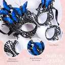 Butterfly Masquerade Mask for Women Lace Venetian Masks Halloween Mardi Gras Party Prom (Black)