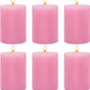 6 Packs 2.75x3.25 Inch Pink Pillar Candles, Unscented Dripless Non-Toxic Pastel Colored Smokeless Clean Long Lasting Burning Cylinder Candles for Home Dinner Table Decoration Power Outage Emergency