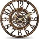 WrtmyR Outdoor Wall Clock Waterproof, 12 Inch Silent Non-Ticking Battery Operated Outside Clock, Decor Clock for Patio, Pool, Garden, Fence, Porch, Lanai, Farmhouse Decor (Dark Gold)