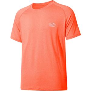 Willit Men's Rashguard Swim Shirt Short Sleeve UPF 50+ Sun Protection Shirt SPF Quick Dry Water Shirt (Large, Heather Red)