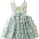 Nileafes Toddler Girl Fairy Butterfly Tulle Dress Sequins Birthday Princess Casual Holiday Dresses (3-4T, 152-green)