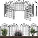 Tall Garden Animal Barrier Fence with Gate, 36 in(H)17.5 Ft(L) 8 Panels Dog Digging Fence Barrier, Black Heavy Duty Metal Temporary Fences, Reusable Defense Fencing for Outdoor YardPatented