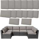 14Pcs Outdoor Cushion Covers Replacement Washable w/Zipper for 6-Seaters Sofa Patio Slipcovers Set Seat and Back Covers Only-25.6x25.6x4inch (Light Gray)