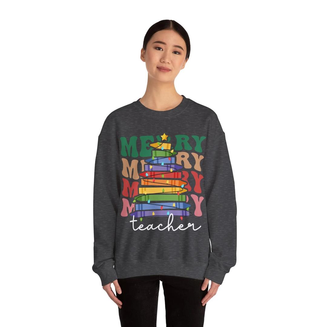 Hoodie Merry Christmas Teacher M Grey