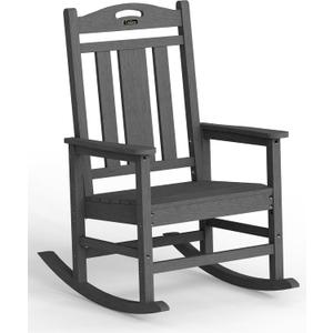 Ciokea Oversized Outdoor Rocking Chair, 380lbs Heavy-Duty Large Patio Rocker, Weather Resistant & Anti-Fade Porch Chair, High Back Cozy Rocking Chair for Outside, Fire Pit, Deck, Garden, Dark Grey