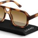 livho Trendy Polarized Square Aviator Sunglasses Women Men Square Eyewear Frame, Retro Sun Glasses for Women Men 2025 Shades (Brown Tortoise/Brown)
