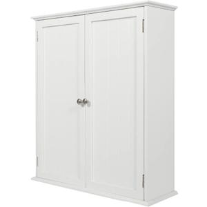27.6in Length Bathroom Cabinet Wall Mounted,Over Toilet Storage Cabinet with 2 Doors and Adjustable Shelves,Wood Medicine Cabinet for Bathroom, White