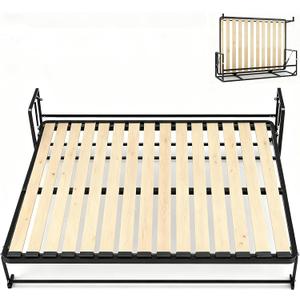 TooCust Horizontal Murphy Wall Bed Frame Queen Size with Two-Stage Deluxe Gas Spring - DIY Wall Bed Queen Hoeizontal, Folding Wall Bed, Vertical Murphy Bed Kit Queen Size