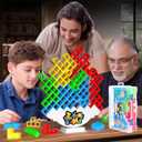 48PCS Stack Game for Adult & Kids, Tetra Board Tower Games for Family Travel Party, 2 Players Balance Stacking Toy, Team Toys Building Block