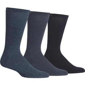 Chaps Men's Solid Mock Rib Crew Poly Cotton Blend Socks (3 & 6 Pairs)
