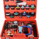 DAYUAN 28pcs Universal Radiator Pressure Tester Kit, Coolant Pressure Tester Set Coolant Vacuum Refill Tool for Cooling System (Red)