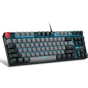 MageGee 75% Mechanical Gaming Keyboard, Blue Switch, LED Backlit, 87 Keys Compact TKL Wired Computer Keyboards for Windows Laptop PC Gamer - Grey/Black