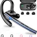 New Bee Bluetooth Headset V5.1 72H Talk Time Dual Mic with Mute Button for Business, Wireless Hand-Free Bluetooth Earpiece with 500mAh Charging Case for Cell Phone Calls Trucker Driver Laptop