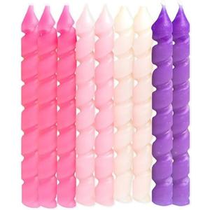 Unique Pink & Purple Spiral Birthday Candles - 10ct, Vibrant Colors - Perfect For Parties, Cake Decorations & Celebrations