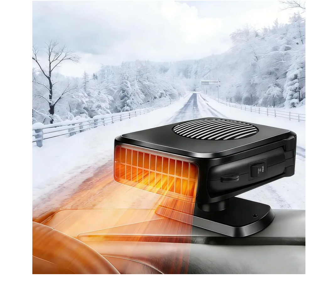 Car Heater, 200W 12V Portable Windshield Defogger and Defroster，2 in 1 Modes Fast Heating &Cooling Fanswith Cigarette Lighter Plug 360 Degree Rotary Base（Black)