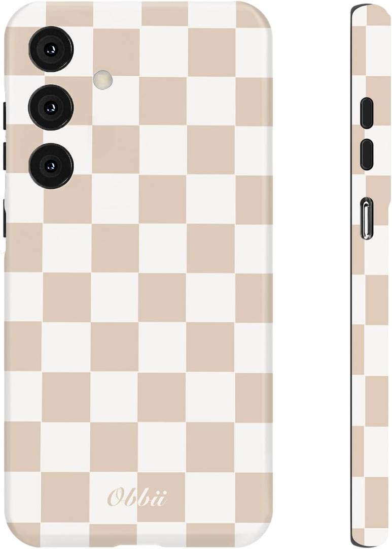 Obbii Compatible with Galaxy A15 5G Case, Marble Pattern 2 in 1 Heavy Duty Shockproof Full Body Rugged Hard PC+Soft Silicone Drop Protective Cover for Samsung Galaxy A15 (6.5") (Checkerboard)