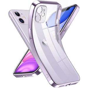 Supdeal Crystal Clear Case for iPhone 11, [Not Yellowing] [Camera Protection] [Military Grade Drop Tested] Transparent Shockproof Protective Phone Case Soft Silicone Slim Cover, 6.1 inch, Purple