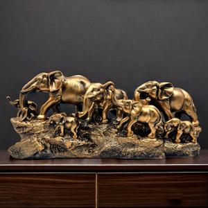 7 Elephants Herd with Babies Statue Elephant Family Frgurines Sculpture for Home Office Living Room Desktop Decoration Figurines Indoor Feng Shui Decor (Bronze)
