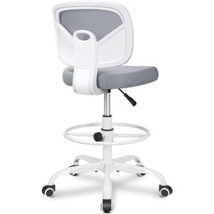 Primy Armless Tall Desk Chair, Adjustable Height and Footring, Mid-Back Ergonomic Standing Desk Chair Mesh Rolling Tall Chair for Art Room, Office or Home (Gray)