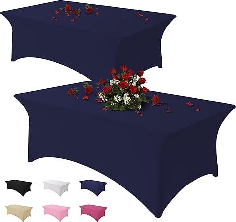Table Cloth 2 Pack
Navy Blue
 4FT Spandex Tablecloth for Rectangle Fitted Table Cloths Stretch Covers Washable Wrinkle Free Tablecloths for Festival Camping Picnic Wedding Party
