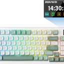 Redragon K719 Wireless Gasket Gaming Keyboard w/Hype Screen & Knob, 95 Keys Mechanical Keyboard, Easy-Control 1.14 TFT Info Display, 5-Layer Noise Dampening, Custom Linear Switch, Jade Cloud Color