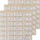 uxcell 3 Sheets 3mm/0.12inch Mini Number Stickers, 3D Alloy Self Adhesive 0-9 Number Sticker for Crafts Scrapbooking Greeting Cards Decors, Silver
