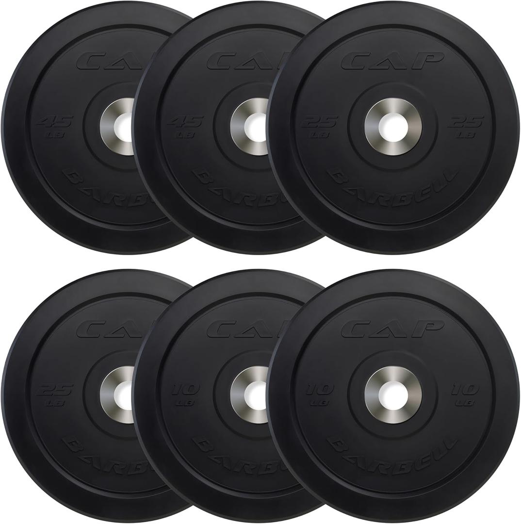 CAP 2-inch Olympic Bumper Plate Weight Set | 100-370 lbs | Multiple Colors | Storage Rack Optional