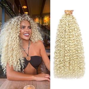 8 Packs 18 inch GoGo Curl Crochet Hair for Black Women Water Wave Curly Crochet Braiding Hair Ocean Wave Beach Curl Wavy Crochet Hair Extensions (Pack of 8, 613#)