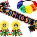 Moucuny 4 Pcs Dad and Mom to Be Decorations, Baby Shower Satin Sash New Mom and Dad Pins Gender Reveal Headband Baby Shower Party Favors for Gender Reveal New Parents Photo Props Supplies (Mexican)