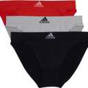 adidas Women's Seamless Bikini Underwear 6-Pack (Black With Stripes/Heather Grey/Vivid Red) S 