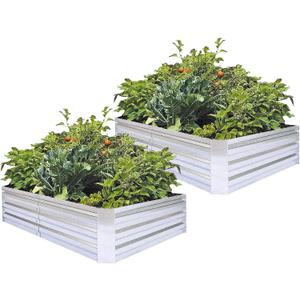 Galvanized Raised Garden Beds 2-Pack (6x3x1ft Each) Popular Heavy-Duty Metal Planter Box with 4 Support Bars for Vegetables, Herbs, Flowers, Space-Saving Size for Small Yards & Patios