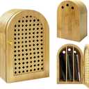 Bamboo Phone Box,Premium Cell Phone Box for Family Time, Cell Phone Jail with Charging Holes,Phone Lock Box Holds 6 Phones,Oak