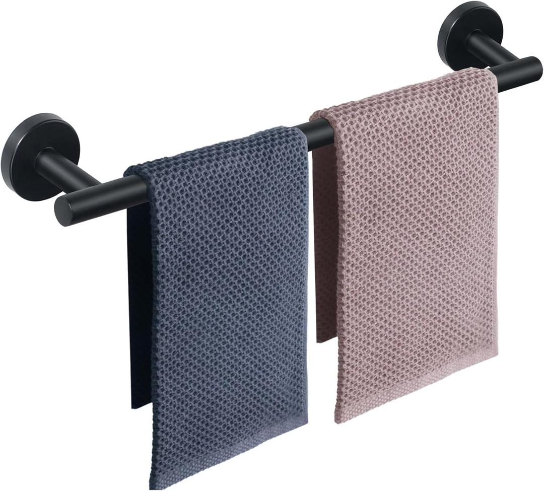 NearMoon Bath Towel Bar, Thicken Stainless Steel Shower Towel Rack Holder Wall Mounted for Bathroom, 24-lnch Overall Length-21-lnch Usable Hanging Space (1 Pack, Matte Black)
