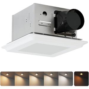 JULLISON 100CFM Bathroom Exhaust Fan With Night light: 26W Ceiling Fan With LED Light for Bathroom and Home, 5CCT Seletable & 2200K Amber Warm, Dimmable & Wet Rated, ETL Certified