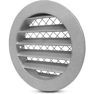 FRESH SPEED 4 inch Grey Round Metal Dryer Vent Cover Flat Louver with Mouse Mesh