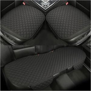 3PCS Set Car Seat Cushion for Front and Back Seat, 3D Soft Linen Breathable Auto Seat Cover, Comfort Non-Slip Rubber Bottom, Car Seat Protector Pad Universal for Office Chair, Home, Black