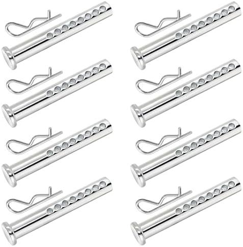 Heavy Duty Adjustable Clevis Pin with R Clip, 3/8 X 2-1/2 inches, 8 Sets