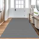 KOZYFLY Washable Area Rug 4x6 Ft Rubber Backed Rugs for Entryway Bedroom Throw Rugs Boho Entry Rug, Cotton Braided Floor Carpet for Dining Room Living Room, Grey/Charcoal Grey