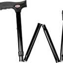 Carex Soft Grip Folding Cane - Foldable Walking Cane For Men and Women - Adjustable Height (33"-37"), Anti-Slip Rubber Tip, Soft Derby Style Ergonomic Handle, Black Cane