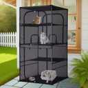Catio Outdoor Cat Enclosure Window 61.4" H Large Cat Cage with Perches 4 Tiers Cat Patio Playpen Kitten Kennel for Multiple Indoor Cats