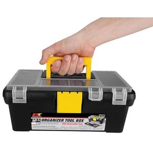 Performance Tool W54012 Heavy Duty Plastic Organizer Tool Box for Workshops and Garages, Black, 12.5-Inch