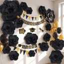 Giant Paper Flowers Artificial Large Paper Flower Decoration for Handcrafted Wall Backdrop Christmas Mexican Wedding Graduation Bridal Shower Birth Party Supplies(Black,12 Pcs)